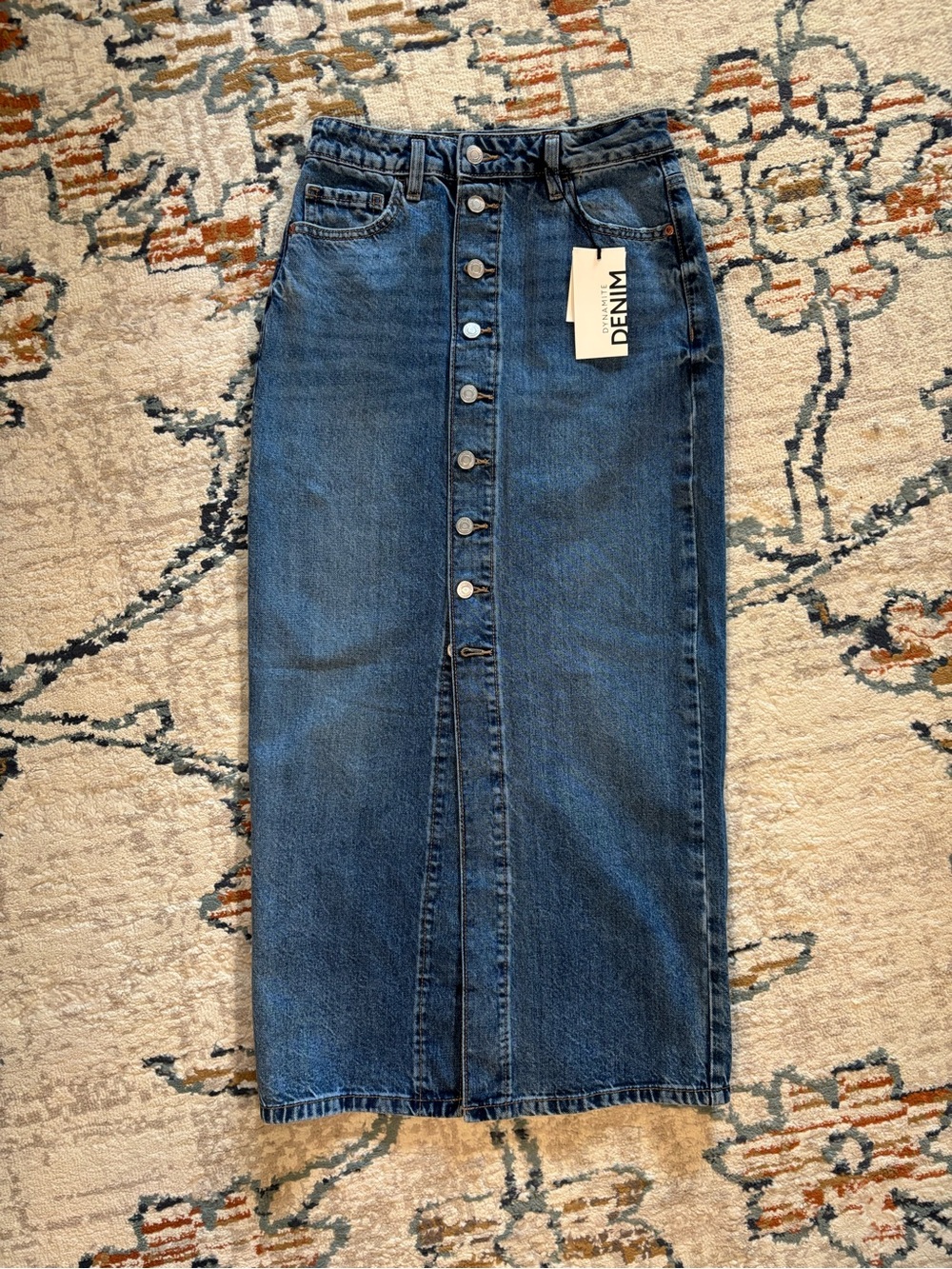 Dynamite Button Front Denim Maxi Skirt Big Sky XS NWT